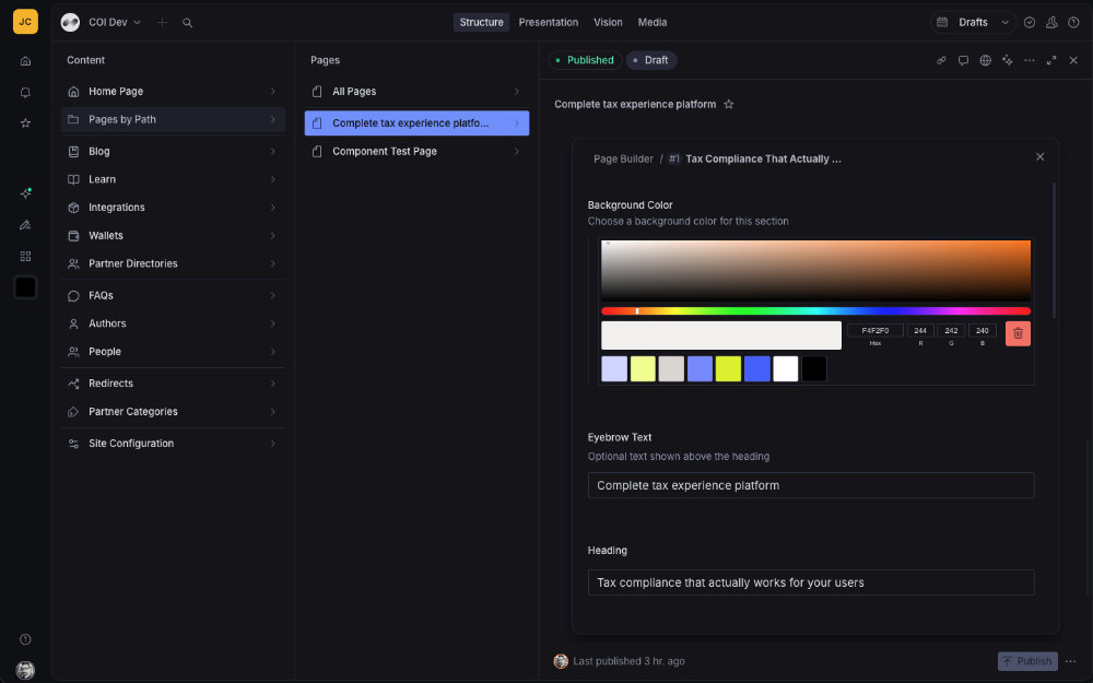 web site screenshot